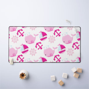 Pattern Of Whales, Cute Whales, Pink Whales Desk Mat
