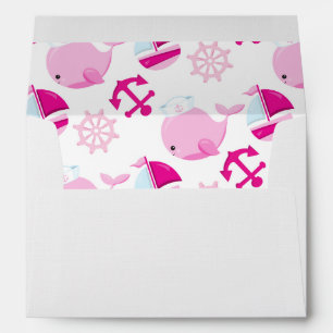 Pattern Of Whales, Cute Whales, Pink Whales Envelope