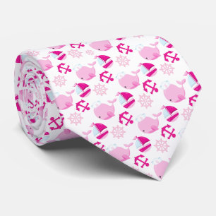 Pattern Of Whales, Cute Whales, Pink Whales Tie