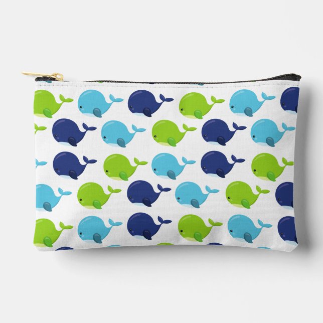 Pattern Of Whales, Cute Whales, Sea Animals Accessory Pouch (Front)