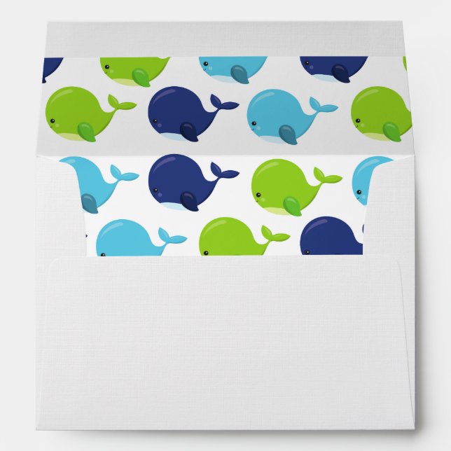 Pattern Of Whales, Cute Whales, Sea Animals Envelope (Back (Bottom))