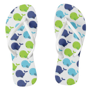 Pattern Of Whales, Cute Whales, Sea Animals Jandals