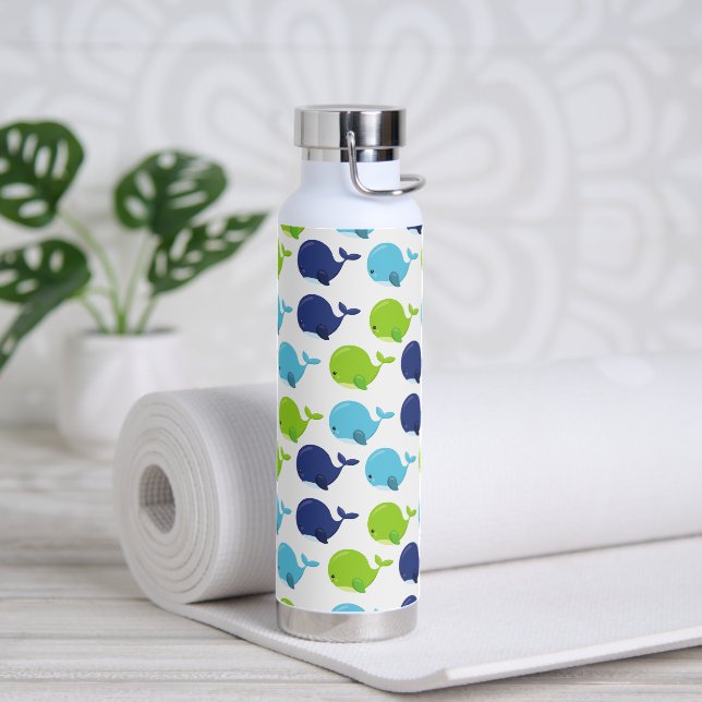 Pattern Of Whales, Cute Whales, Sea Animals Water Bottle (Yoga)