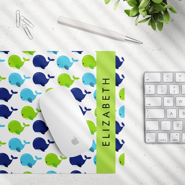 Pattern Of Whales, Cute Whales, Your Name Mouse Pad (Creator Uploaded)