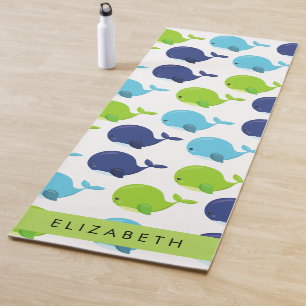 Pattern Of Whales, Cute Whales, Your Name Yoga Mat