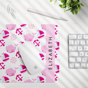 Pattern Of Whales, Pink Whales, Your Name Mouse Pad