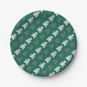 Pattern of white and brown gingerbread men  paper plate