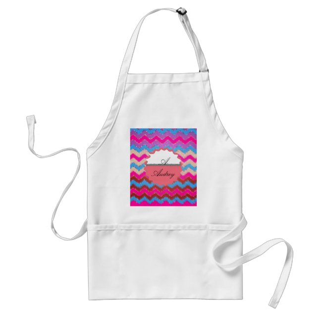 Pattern Office Party Peace Chevrons Monogrammed Standard Apron (Front)