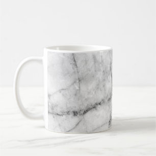 Pattern on the white marble floor texture and back coffee mug
