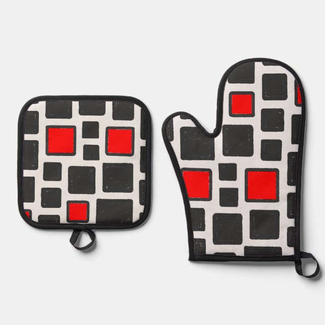 pattern oven mitt & pot holder set (Front)