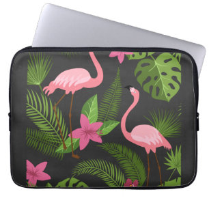 Pattern Peacock Pink with Flower     Laptop Sleeve