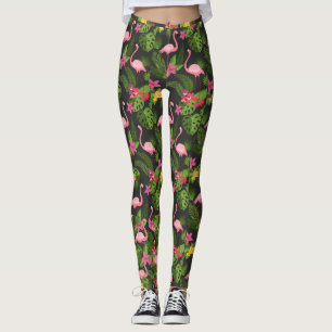 Pattern Peacock Pink with Flower Leggings