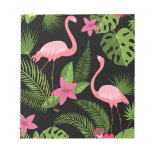Pattern Peacock Pink with Flower Postcard Notepad