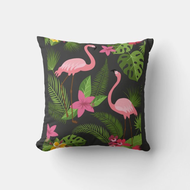 Pattern Peacock Pink with Flower T-Shirt Cushion (Front)