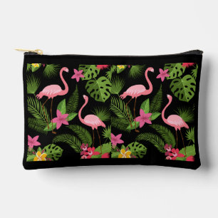 Pattern Peacock Pink with Flowers Accessory Pouch