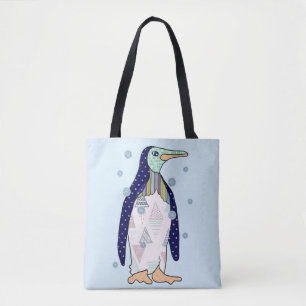 pattern penguin tote bag
