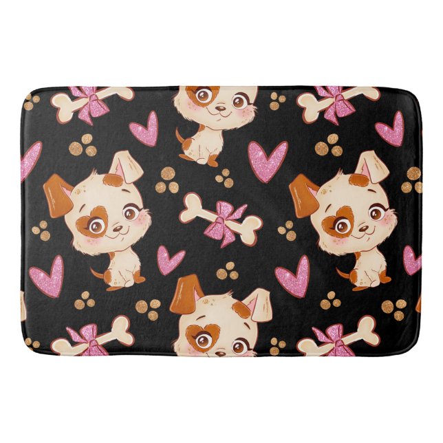 Pattern Pets Cute Funny Puppy Lover   Bath Mat (Front)