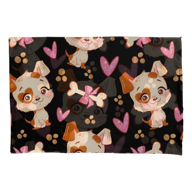 Pattern Pets Cute Funny Puppy Lover    Pillowcase (Front-Left)