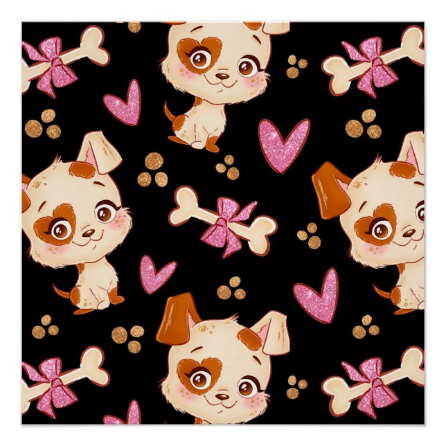 Pattern Pets Cute Funny Puppy Lover    Poster (Front)