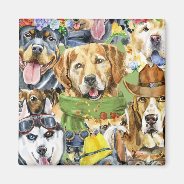 Pattern Pets Dogs Animals Lover   Magnet (Front)