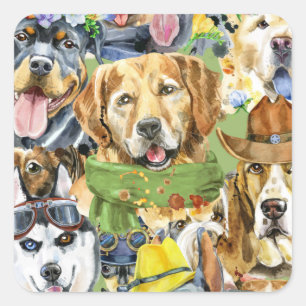 Pattern Pets Dogs Animals Lover Square Sticker
