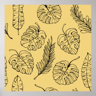 Pattern Plants Leaf from tropical forests and Mons Poster
