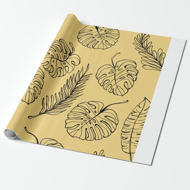 Pattern Plants Leaf from tropical forests and Mons Wrapping Paper (Unrolled)