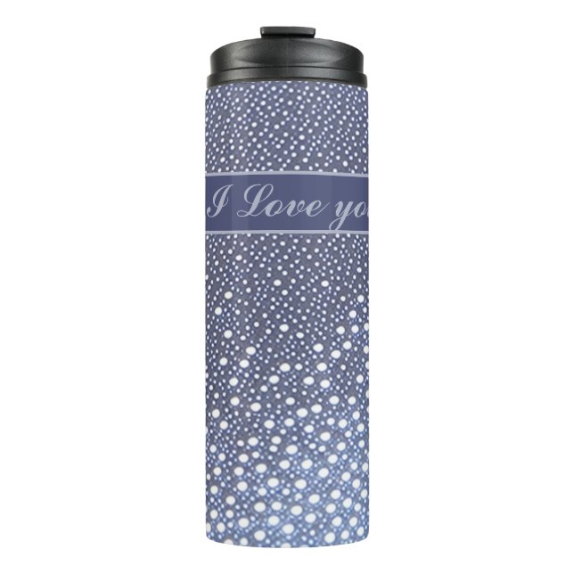 Pattern Points white blue Thermal Tumbler (Front)