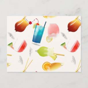 Pattern real cocktails and long drinks postcard