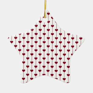 Pattern/Red Hearts Ceramic Tree Decoration
