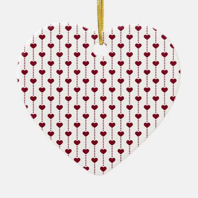 Pattern/Red Hearts Ceramic Tree Decoration (Front)