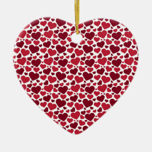 Pattern/Red Hearts Ceramic Tree Decoration