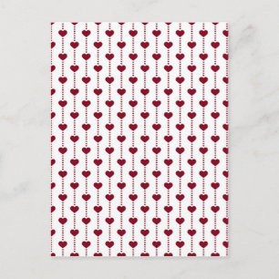Pattern/Red Hearts Postcard