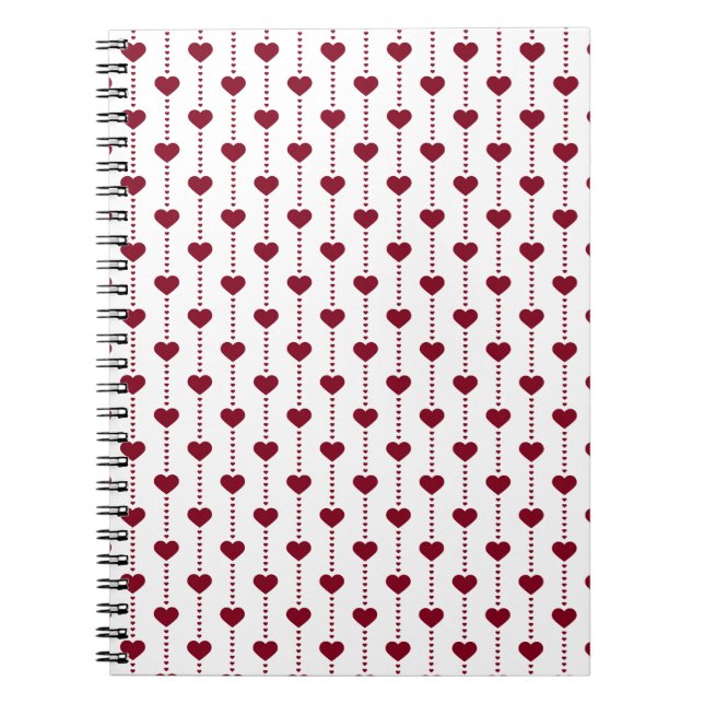 Pattern/Red Hearts Spiral Notebook (Front)