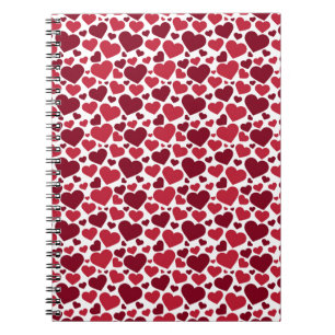 Pattern/Red Hearts Spiral Notebook