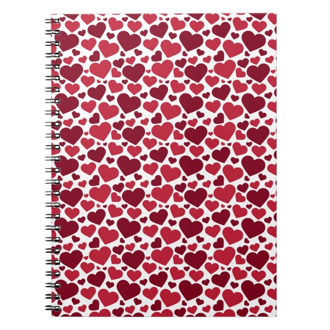 Pattern/Red Hearts Spiral Notebook (Front)