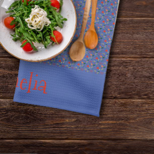 Pattern red yellow mini wildflower  tea towel