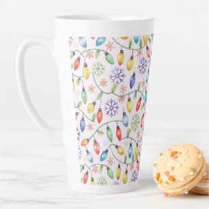 Pattern Retro Christmas Lights Latte Mug