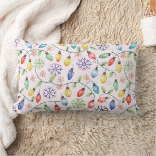 Pattern Retro Christmas Lights Lumbar Cushion