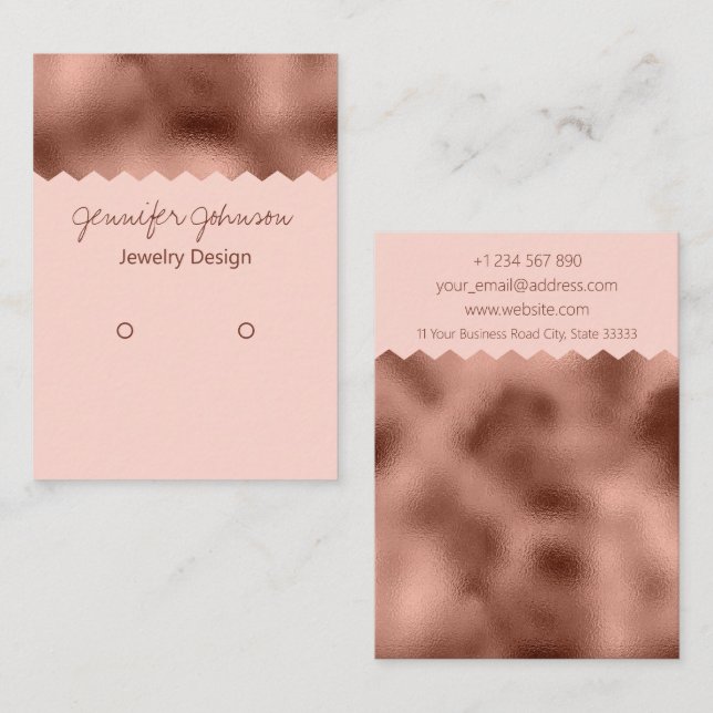 Pattern Rose Gold Foil Earring Holder Business Car Card (Front/Back)