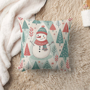 Pattern Scandinavian Snowman Cushion