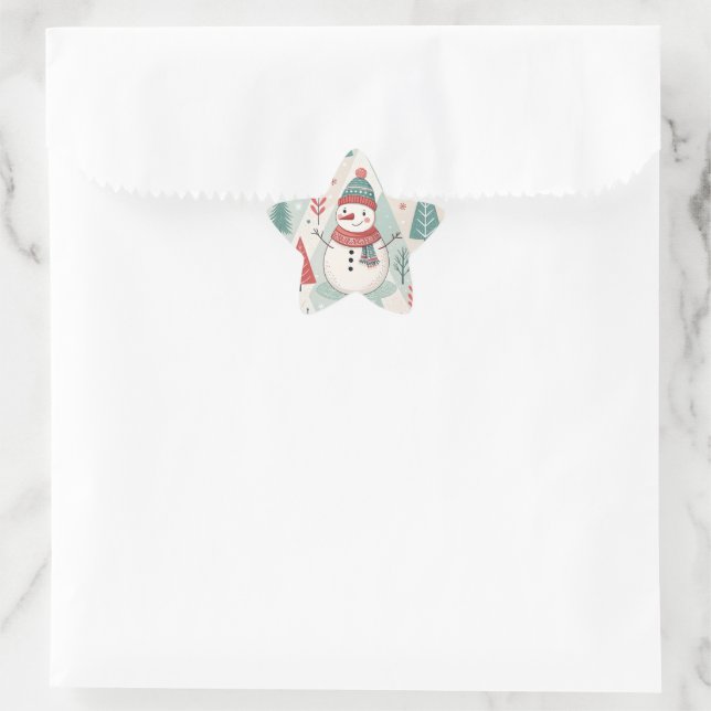 Pattern Scandinavian Snowman Star Sticker (Bag)