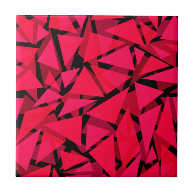 pattern scarlet bright red ,geometric ,abstract th tile (Front)