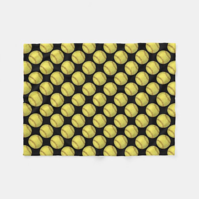 Pattern Softball Fleece Blanket (Front (Horizontal))