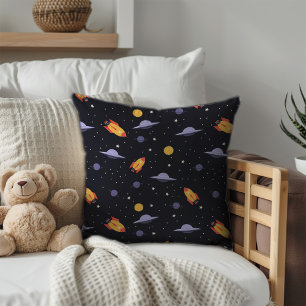 Pattern space lavender orange black cushion