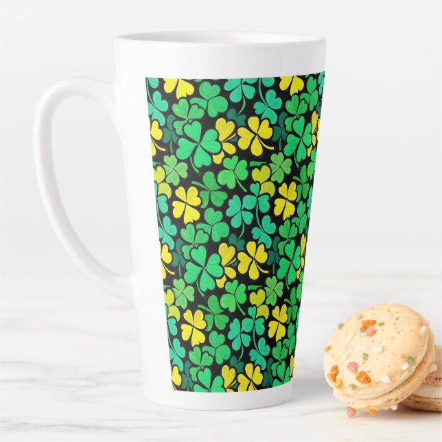 Pattern St. Patrick's Day Clovers Latte Mug (In Situ)