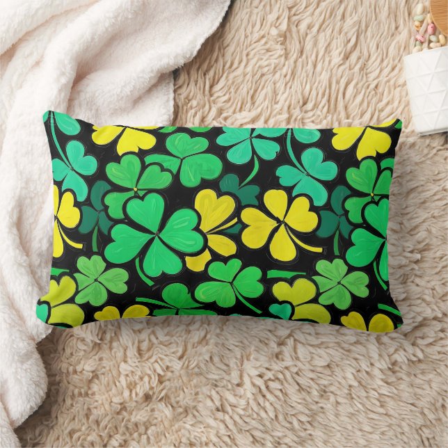 Pattern St. Patrick's Day Clovers Lumbar Cushion (Blanket)