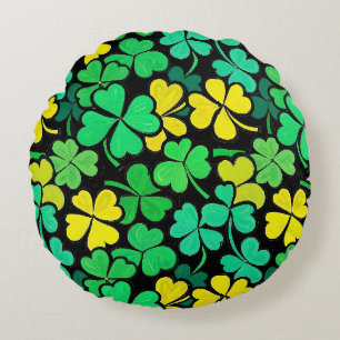Pattern St. Patrick's Day Clovers Round Cushion