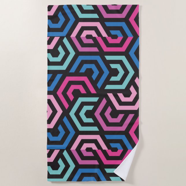 Pattern Stylish Modern- Fashion Geometric colourfu Beach Towel (Front)