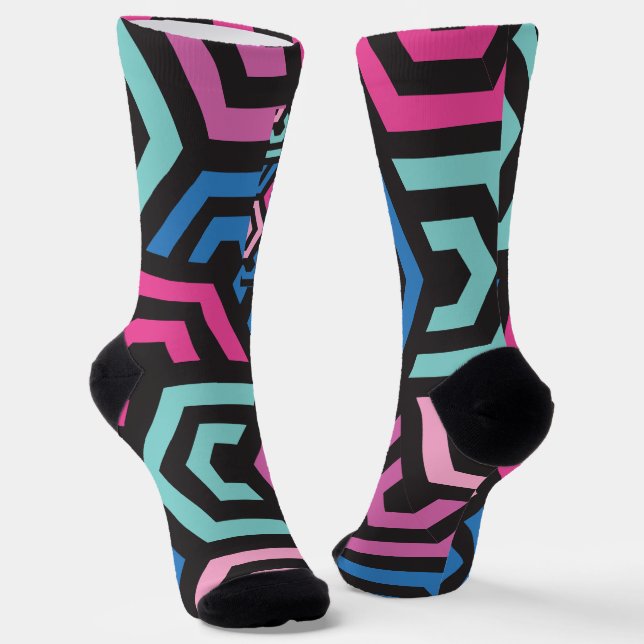 Pattern Stylish Modern- Fashion Geometric colourfu Socks (Angled)